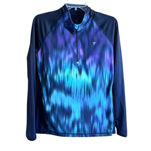 Old Navy Active Womens Quarter Zip Pullover Aurora Borealis Cosmic Print Medium